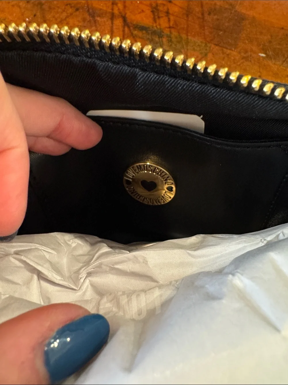 Love Moschino Black Toiletry Pouch with Gold Logo Plate